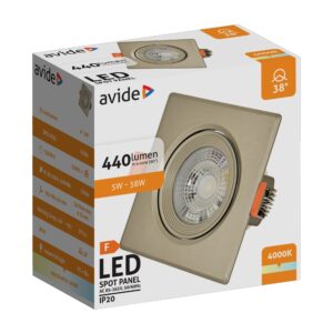 Avide LED Beépíthető Spot 38° Négyzetes Szatén 5W NW 4000K | BR (SKU:ALDLS38NW-S-5W-S) LED-es Avide LED Beépíthető Spot 38° Négyzetes Szatén 5W NW 4000K | BR (SKU:ALDLS38NW-S-5W-S) LED-es