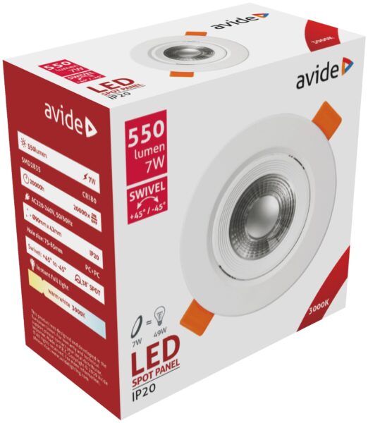 Avide LED Beépíthető Spot 38° Kerek 7W WW 3000K | BR (SKU:ALDLS38WW-R-7W) Spotlámpák