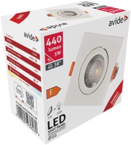 Avide LED Beépíthető Spot 38° Négyzetes 5W WW 3000K | BR (SKU:ALDLS38WW-S-5W) LED-es