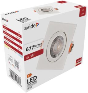 Avide LED Beépíthető Spot 38° Négyzetes 7W WW 3000K | BR (SKU:ALDLS38WW-S-7W)