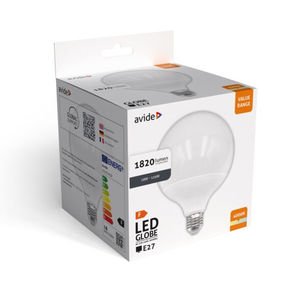 Avide Value LED G120 SMD Globe Opal E27 18W NW 4000K | BR (SKU:ALG120-E27-NW-18W) Gömb