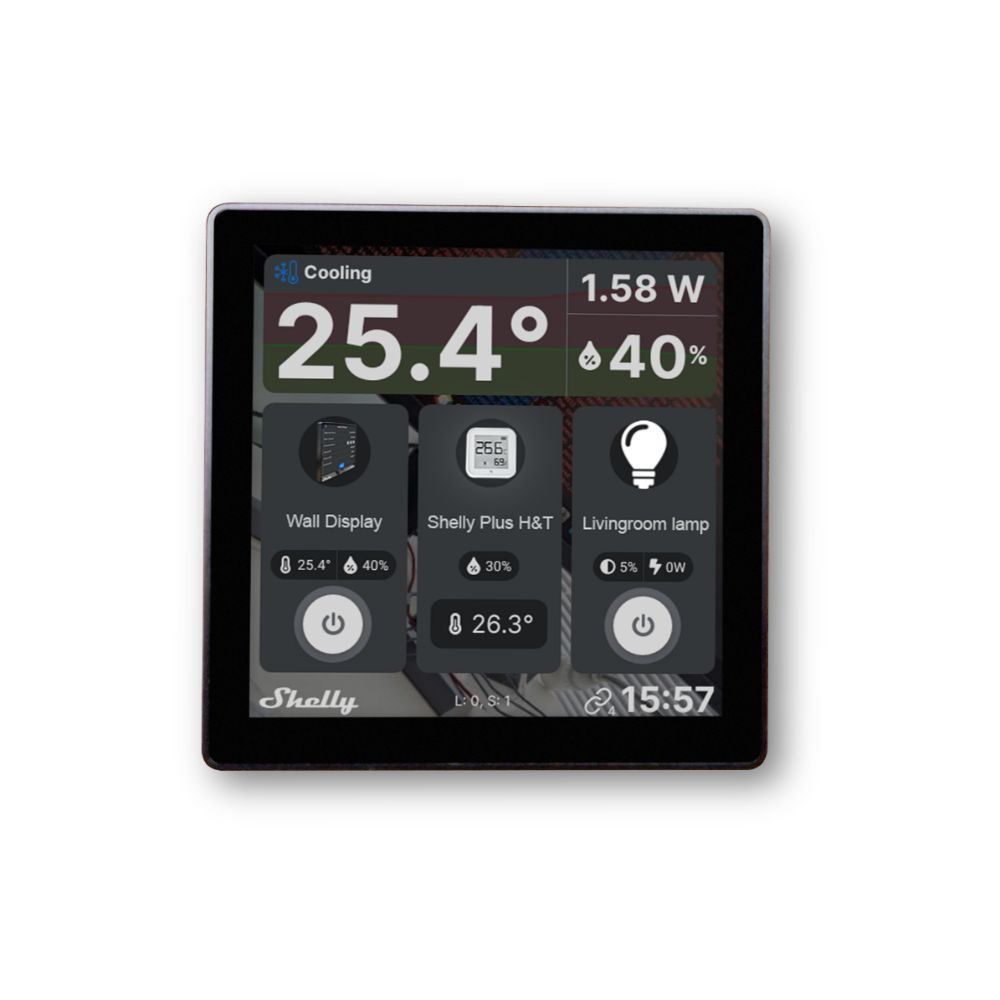 Shelly Wall Display – villanykapcsoló, vezérlőpanel, Wi-Fi+Bluetooth, fekete + Shely BLU H&T hőmérő és pára érzékelő átjáró / központi egység|érzékelő|fali kapcsoló|vezérlőpanel FG3800235264898 Shelly Wall Display – villanykapcsoló, vezérlőpanel, Wi-Fi+Bluetooth, fekete + Shely BLU H&T hőmérő és pára érzékelő átjáró / központi egység|érzékelő|fali kapcsoló|vezérlőpanel FG3800235264898