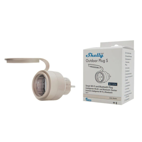 Shelly Outdoor Plug S Gen3, Wi-Fi + Bluetooth, Matter kompatibilis kültéri okoskonnektor konnektor / elosztó|fogyasztásmérő FG3800238070557 Shelly Outdoor Plug S Gen3, Wi-Fi + Bluetooth, Matter kompatibilis kültéri okoskonnektor konnektor / elosztó|fogyasztásmérő FG3800238070557