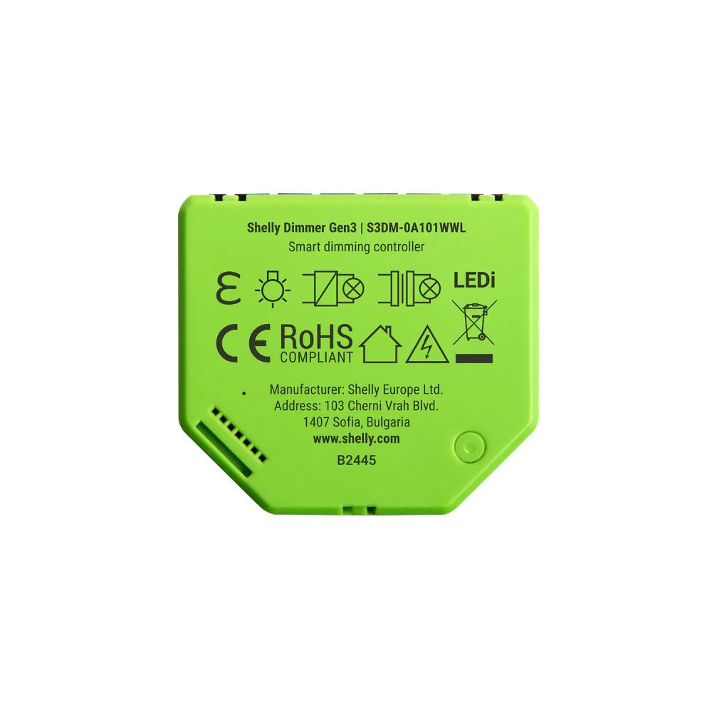 Shelly Dimmer Gen3 Wi-Fi + Bluetooth okos fényerőszabályzó / dimmer relémodul fényerőszabályzó|kapcsolórelé FG3800238070526 Shelly Dimmer Gen3 Wi-Fi + Bluetooth okos fényerőszabályzó / dimmer relémodul fényerőszabályzó|kapcsolórelé FG3800238070526