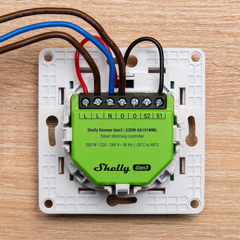 Shelly Dimmer Gen3 Wi-Fi + Bluetooth okos fényerőszabályzó / dimmer relémodul fényerőszabályzó|kapcsolórelé FG3800238070526 Shelly Dimmer Gen3 Wi-Fi + Bluetooth okos fényerőszabályzó / dimmer relémodul fényerőszabályzó|kapcsolórelé FG3800238070526