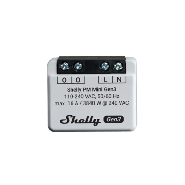 Shelly PM Mini Gen3, WiFi + Bluetooth modul, fogyasztásméréssel fogyasztásmérő FG3800235261613 Shelly PM Mini Gen3, WiFi + Bluetooth modul, fogyasztásméréssel fogyasztásmérő FG3800235261613
