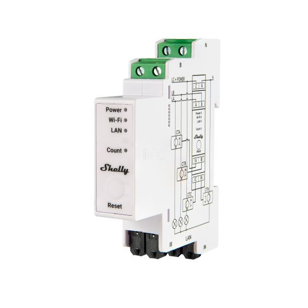 Shelly PRO 3EM-120A három fázisú, professzionális Wi-Fi + Ethernet fogyasztásmérő, 3 x 120A áramváltóval fogyasztásmérő FG3800235268100 Shelly PRO 3EM-120A három fázisú, professzionális Wi-Fi + Ethernet fogyasztásmérő, 3 x 120A áramváltóval fogyasztásmérő FG3800235268100