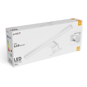Avide LED Tükörvilágító Lámpa Szerelődobozzal Szögletes Króm Műanyag 300mm NW 4000K 5W IP44 | BR (SKU:ALML-B30-C-5WB) Tükörvilágító