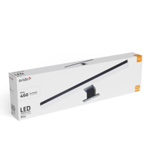 Avide LED Tükörvilágító Lámpa Szögletes Fekete Alu 400mm NW 4000K 8W IP44 | BR (SKU:ALML-B40-AB-8W) Tükörvilágító