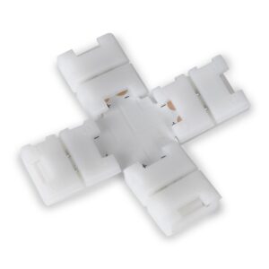 Avide LED Szalag 12-24V X elosztó elem, forr.mentes, fehér-2eres, 8mm (10 db-os csom.) | BR (SKU:ALSA-BXC-2P-2835-8MM-10) Egyszínű