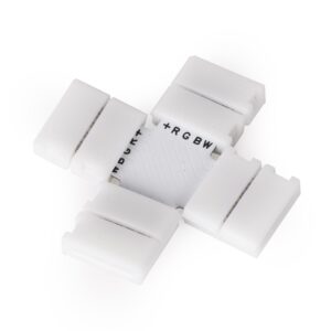 Avide LED Szalag 12-24V X elosztó elem, forr.mentes, RGB+W-5 eres, 12mm (10 db-os csom.) | BR (SKU:ALSA-XC-5P-5050-12MM-10) RGB+W