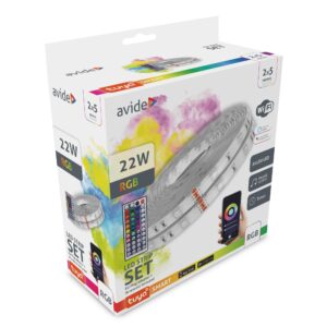 Avide LED Szalag Bliszter 12V 22W RGB 2x5m TUYA – Zene vez. + IR távirányító | BR (SKU:ALSB5050RGBTUYA44-10M) Szettek