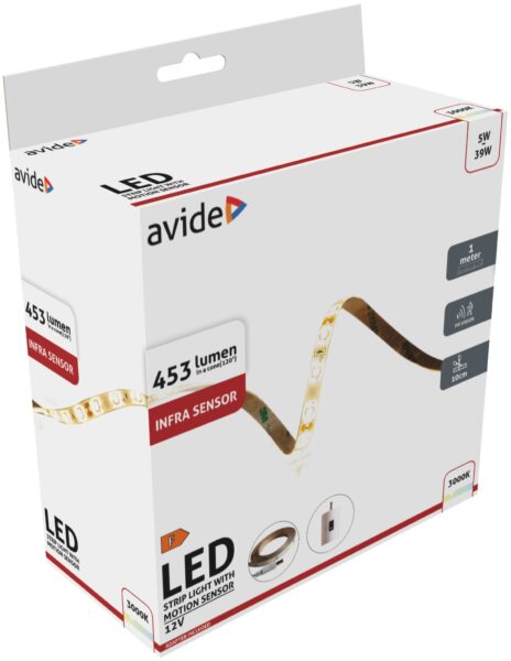 Avide LED Szalag Infra Szenzorral 12V 1m 5W 3000K | BR (SKU:ALSLIS12V-5W) LED szalag szettek