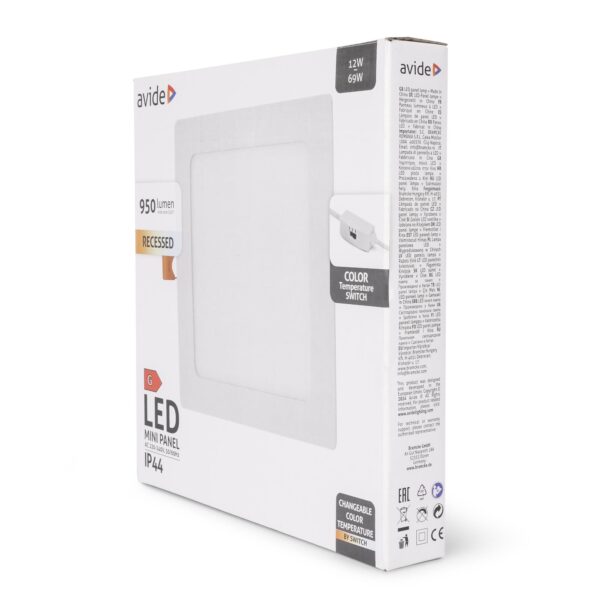 Avide LED Beépíthető Négyzetes Mennyezeti Lámpa ALU 12W CCT IP44/IP20 | BR (SKU:AMRPCCT-S-12W-ALU44) Egyéb