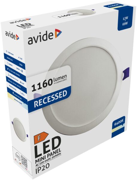 Avide LED Beépíthető Kerek Mennyezeti Lámpa Műanyag 12W CW 6400K | BR (SKU:AMRPCW-R-12W-PC) LED panelek Avide LED Beépíthető Kerek Mennyezeti Lámpa Műanyag 12W CW 6400K | BR (SKU:AMRPCW-R-12W-PC) LED panelek