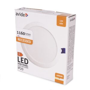 Avide LED Beépíthető Kerek Mennyezeti Lámpa Műanyag 12W NW 4000K | BR (SKU:AMRPNW-R-12W-PC) Kerek