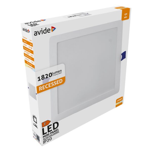 Avide LED Beépíthető Négyzetes Mennyezeti Lámpa Műanyag 18W NW 4000K | BR (SKU:AMRPNW-S-18W-PC) Négyzetes Avide LED Beépíthető Négyzetes Mennyezeti Lámpa Műanyag 18W NW 4000K | BR (SKU:AMRPNW-S-18W-PC) Négyzetes