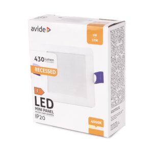 Avide LED Beépíthető Négyzetes Mennyezeti Lámpa Műanyag 5W NW 4000K | BR (SKU:AMRPNW-S-5W-PC) Négyzetes