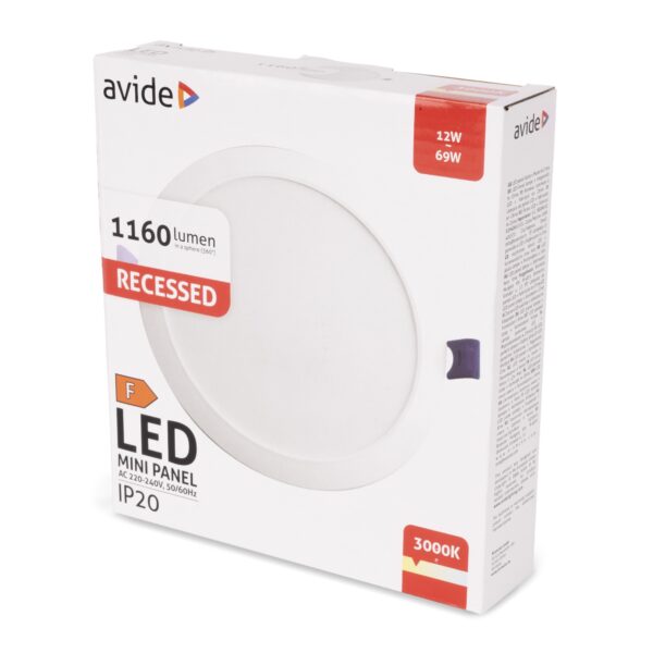 Avide LED Beépíthető Kerek Mennyezeti Lámpa Műanyag 12W WW 3000K | BR (SKU:AMRPWW-R-12W-PC) Egyéb