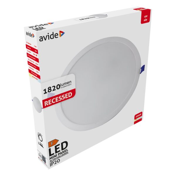 Avide LED Beépíthető Kerek Mennyezeti Lámpa Műanyag 18W WW 3000K | BR (SKU:AMRPWW-R-18W-PC) Kerek Avide LED Beépíthető Kerek Mennyezeti Lámpa Műanyag 18W WW 3000K | BR (SKU:AMRPWW-R-18W-PC) Kerek