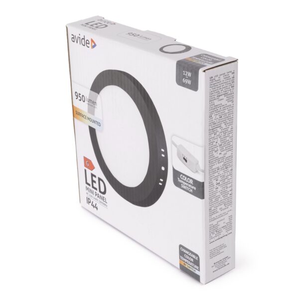 Avide LED Falra Szerelhető Kerek Mennyezeti Lámpa ALU 12W CCT IP44/IP20 Fekete | BR (SKU:AMSMPCCT-R-12W-ALU44-B) Kerek
