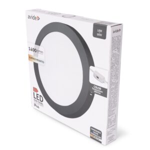 Avide LED Falra Szerelhető Kerek Mennyezeti Lámpa ALU 18W CCT IP44/IP20 Fekete | BR (SKU:AMSMPCCT-R-18W-ALU44-B) Kerek