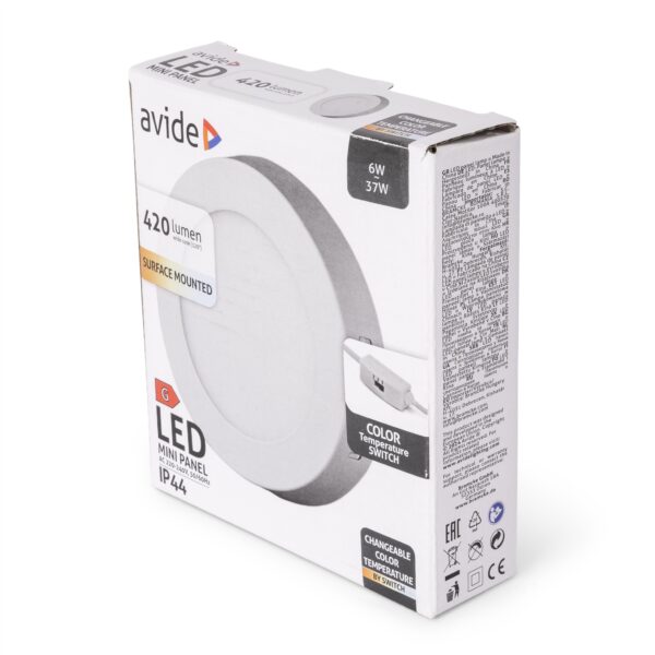 Avide LED Falra Szerelhető Kerek Mennyezeti Lámpa ALU 6W CCT IP44/IP20 | BR (SKU:AMSMPCCT-R-6W-ALU44) Egyéb