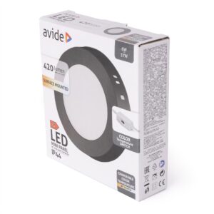 Avide LED Falra Szerelhető Kerek Mennyezeti Lámpa ALU 6W CCT IP44/IP20 Fekete | BR (SKU:AMSMPCCT-R-6W-ALU44-B) Kerek