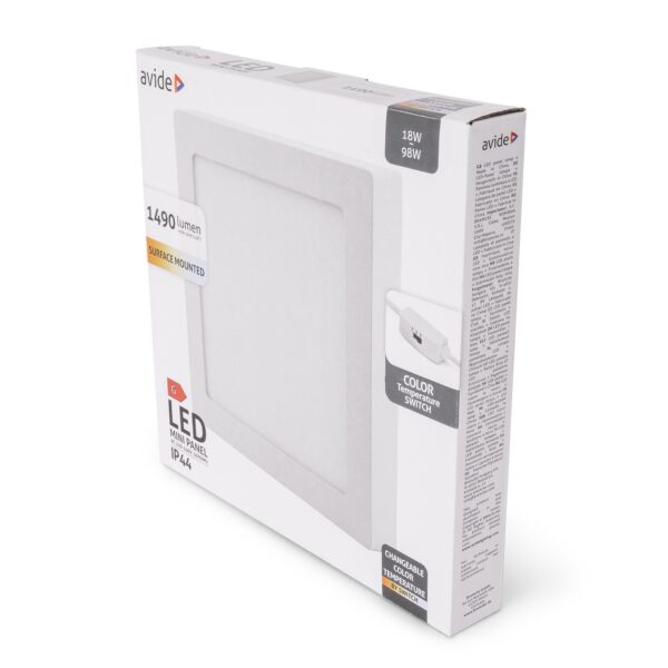 Avide LED Falra Szerelhető Négyzetes Mennyezeti Lámpa ALU 18W CCT IP44/IP20 | BR (SKU:AMSMPCCT-S-18W-ALU44) Négyzetes