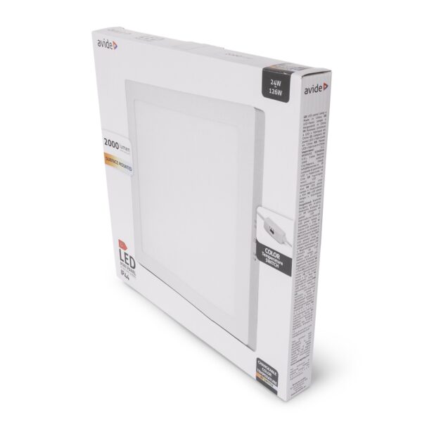 Avide LED Falra Szerelhető Négyzetes Mennyezeti Lámpa ALU 24W CCT IP44/IP20 | BR (SKU:AMSMPCCT-S-24W-ALU44) Négyzetes
