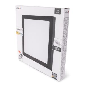 Avide LED Falra Szerelhető Négyzetes Mennyezeti Lámpa ALU 24W CCT IP44/IP20 Fekete | BR (SKU:AMSMPCCT-S-24W-ALU44-B) Négyzetes