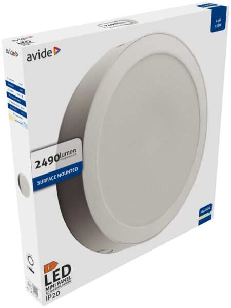 Avide LED Falra Szerelhető Kerek Mennyezeti Lámpa Műanyag 24W CW 6400K | BR (SKU:AMSPCW-R-24W-PC) Egyéb