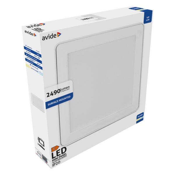 Avide LED Falra Szerelhető Négyzetes Mennyezeti Lámpa Műanyag 24W CW 6400K | BR (SKU:AMSPCW-S-24W-PC) Négyzetes Avide LED Falra Szerelhető Négyzetes Mennyezeti Lámpa Műanyag 24W CW 6400K | BR (SKU:AMSPCW-S-24W-PC) Négyzetes