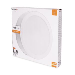 Avide LED Falra Szerelhető Kerek Mennyezeti Lámpa Műanyag 24W NW 4000K | BR (SKU:AMSPNW-R-24W-PC) Kerek