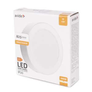 Avide LED Falra Szerelhető Kerek Mennyezeti Lámpa Műanyag 9W NW 4000K | BR (SKU:AMSPNW-R-9W-PC) Kerek