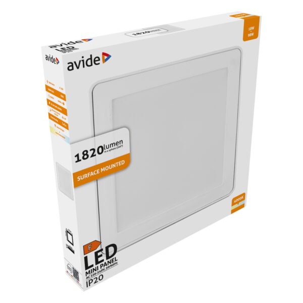 Avide LED Falra Szerelhető Négyzetes Mennyezeti Lámpa Műanyag 18W NW 4000K | BR (SKU:AMSPNW-S-18W-PC) Négyzetes