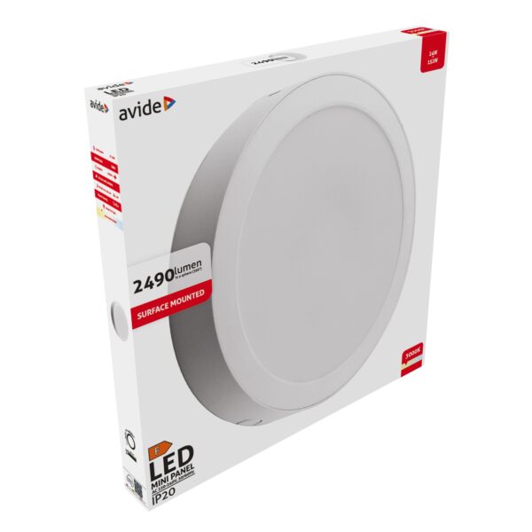 Avide LED Falra Szerelhető Kerek Mennyezeti Lámpa Műanyag 24W WW 3000K | BR (SKU:AMSPWW-R-24W-PC) Kerek
