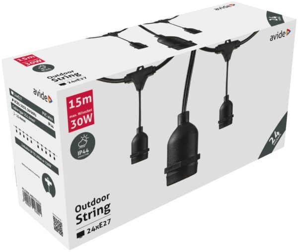 Avide Kültéri E27 Füzér 15m 24 foglalat | BR (SKU:AOE27S1524) Füzérek