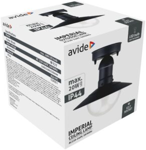 Avide Kültéri Mennyezeti Lámpa Imperial 1xE27 IP44 Fekete | BR (SKU:AOLCE27-IMP-B) Falikar