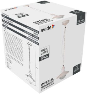 Avide kültéri függeszték lámpa Imperial 1xE27 IP44 antik fehér | BR (SKU:AOLHE27-IMP-AW)