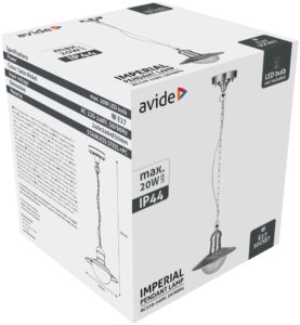 Avide kültéri függeszték lámpa Imperial 1xE27 IP44 Rozsdamentes acél | BR (SKU:AOLHE27-IMP-SN) Falikar