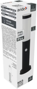 Avide kültéri álló lámpa Boca 1xE27 PIR 450mm IP44 Fekete | BR (SKU:AOLPE27-BOC-S-B) Álló lámpa