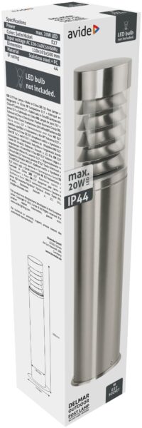 Avide kültéri álló lámpa Delmar 1xE27 500mm IP44 Szatén Nikkel | BR (SKU:AOLPE27-DEL-SN) Álló lámpa Avide kültéri álló lámpa Delmar 1xE27 500mm IP44 Szatén Nikkel | BR (SKU:AOLPE27-DEL-SN) Álló lámpa
