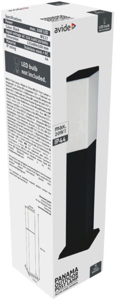 Avide kültéri álló lámpa Panama 1xE27 500mm IP44 Fekete | BR (SKU:AOLPE27-PAN-B) Kültéri lámpatestek Avide kültéri álló lámpa Panama 1xE27 500mm IP44 Fekete | BR (SKU:AOLPE27-PAN-B) Kültéri lámpatestek