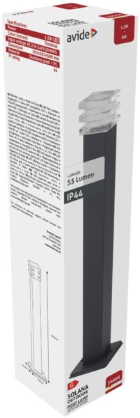 Avide kültéri álló lámpa Solana LED 1.5W WW 500mm IP44 Antracit | BR (SKU:AOLPL-SOL-WW-AN) Kültéri lámpatestek