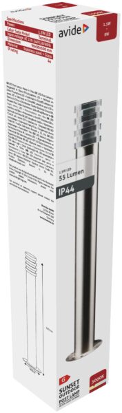 Avide kültéri álló lámpa Sunset LED 1.5W WW 500mm IP44 Szatén Nikkel | BR (SKU:AOLPL-SUN-WW-SN) Álló lámpa
