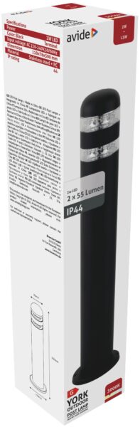 Avide kültéri álló lámpa York LED 2W WW 500mm IP44 Fekete | BR (SKU:AOLPL-YK-WW-B) Kültéri lámpatestek Avide kültéri álló lámpa York LED 2W WW 500mm IP44 Fekete | BR (SKU:AOLPL-YK-WW-B) Kültéri lámpatestek