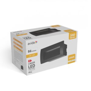 Avide kültéri lépcső lámpa beépíthető Lagos LED 3W NW IP54 140mm | BR (SKU:AOLS3WLED-LAGL) Lépcső lámpa