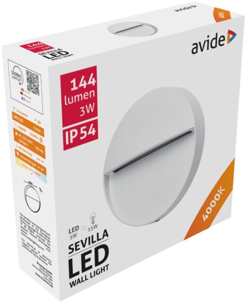 Avide kültéri lépcső lámpa Sevilla LED 3W NW IP54 110mm | BR (SKU:AOLS3WLED-SEV) Kültéri világítás