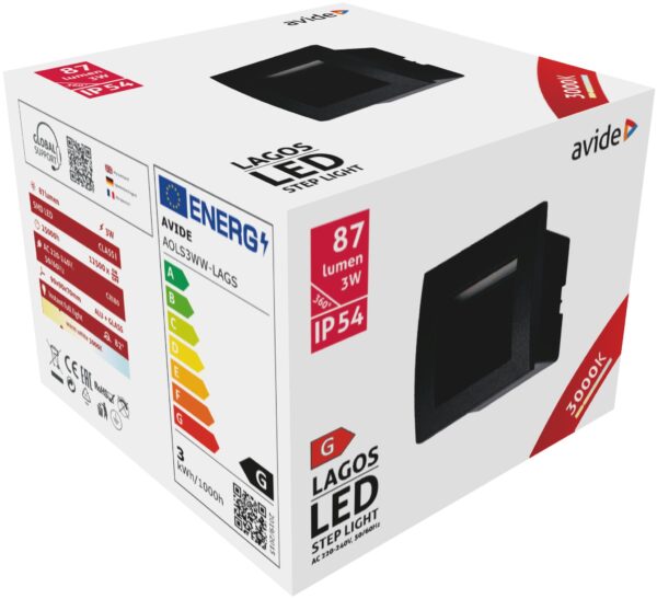 Avide kültéri lépcső lámpa beépíthető Lagos LED 3W WW IP54 90mm | BR (SKU:AOLS3WW-LAGS) Importált Avide kültéri lépcső lámpa beépíthető Lagos LED 3W WW IP54 90mm | BR (SKU:AOLS3WW-LAGS) Importált